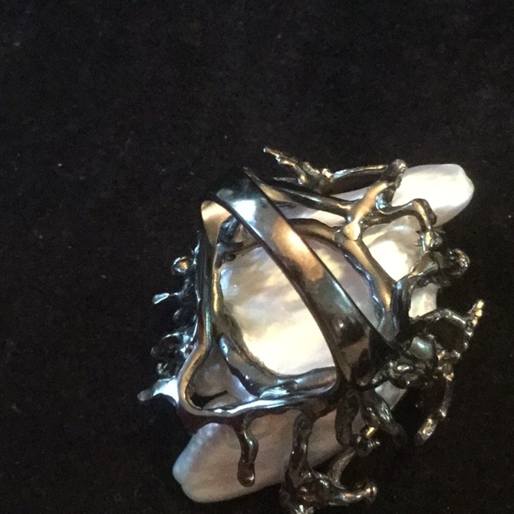 HOLD FOR Deborah  RARE, BAROQUE GENUINE PEARL & RUBY RING - Picture 6 of 8